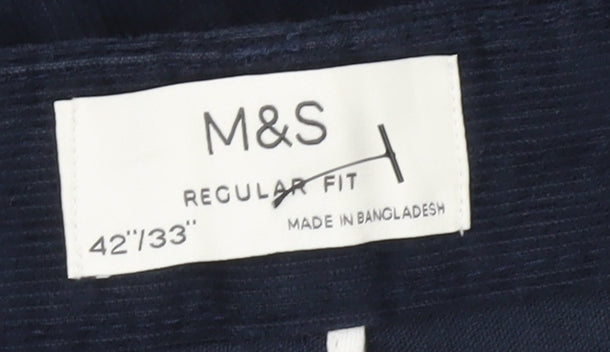 Marks and Spencer Men's Blue Corduroy Trousers 42