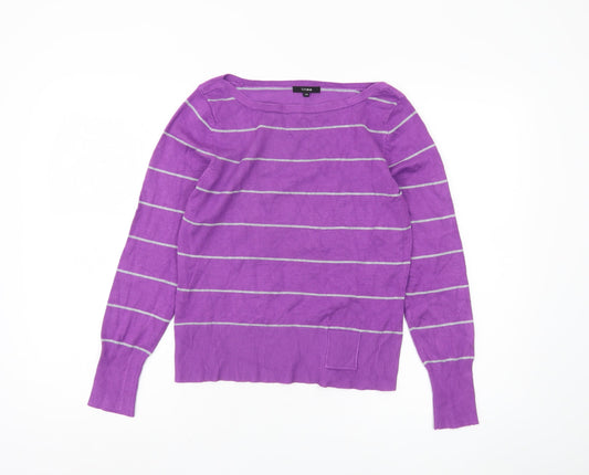 Linea Women's Purple Striped Pullover Jumper - M