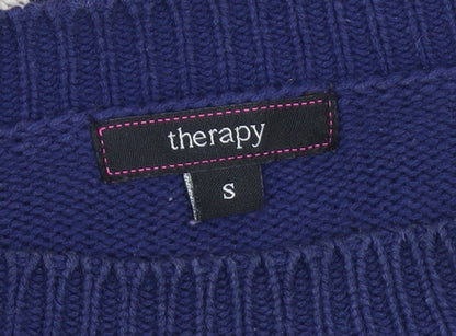 Womens UK Size S Therapy Blue Pullover Jumper