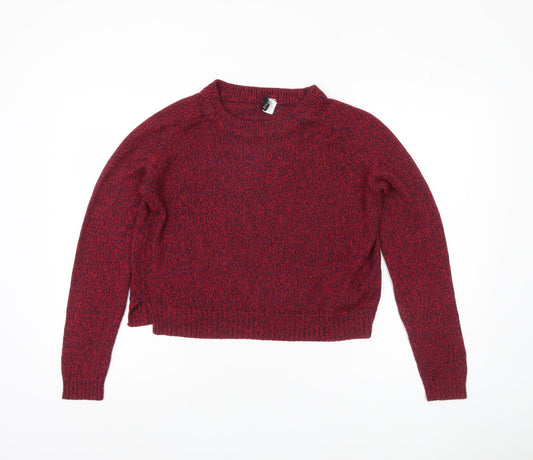 H&M Women's Red Crew Neck Pullover Jumper, Size 12