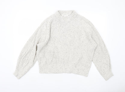 H&M Women's Ivory High Neck Chunky Knit Jumper