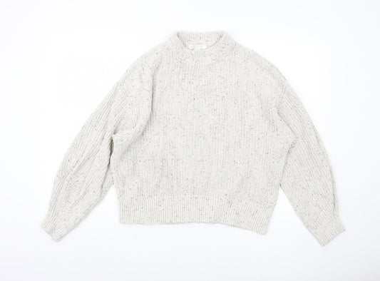 H&M Women's Ivory High Neck Chunky Knit Jumper