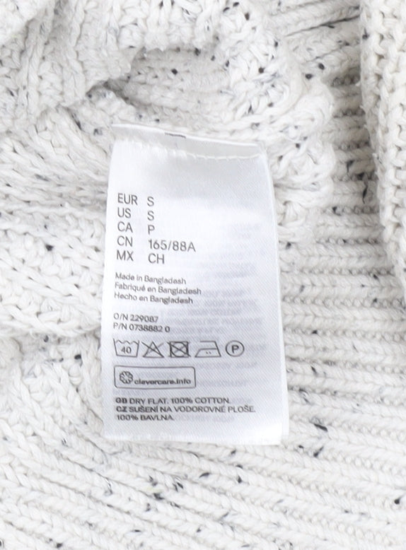 H&M Women's Ivory High Neck Chunky Knit Jumper