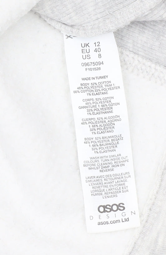 Womens UK Size 12 ASOS Grey Pullover Sweatshirt