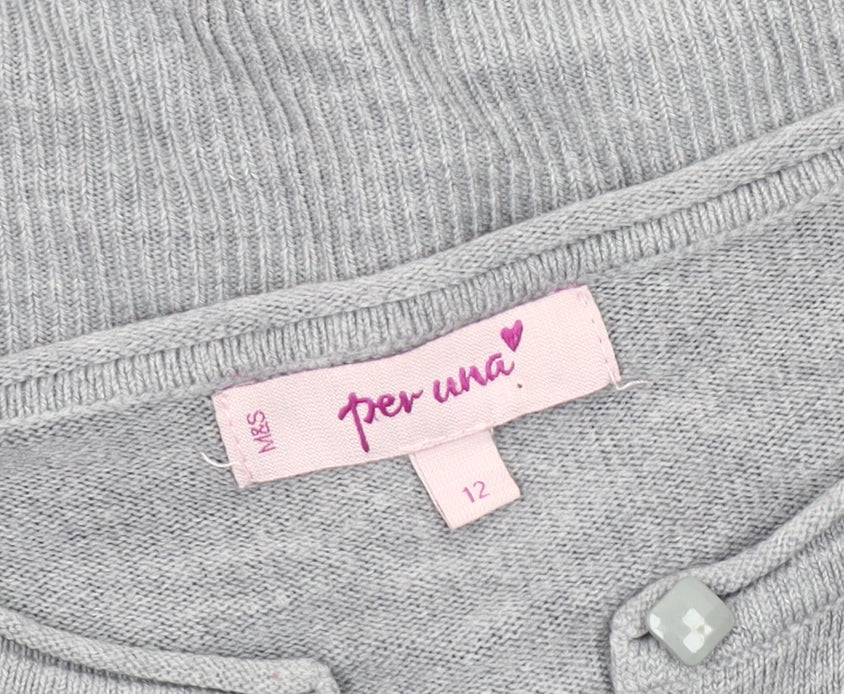Womens UK Size 12 Marks and Spencer Grey Cardigan Jumper