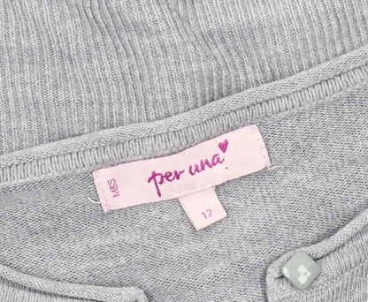 Womens UK Size 12 Marks and Spencer Grey Cardigan Jumper