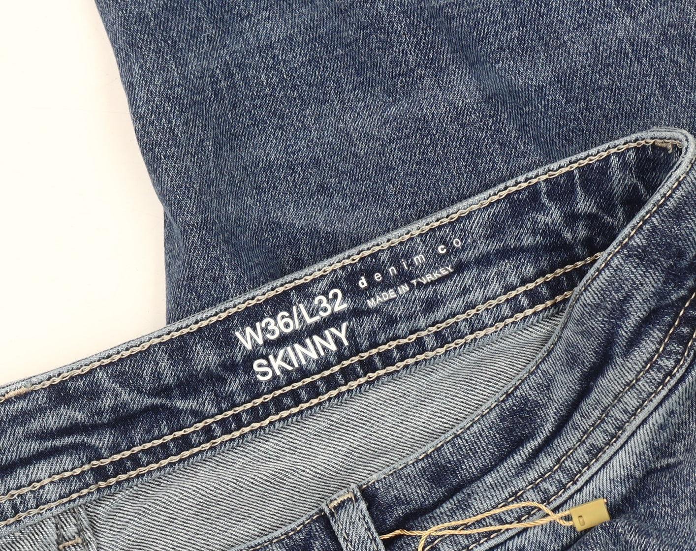 Denimco Men's Blue Skinny Jeans Size 36 Distressed