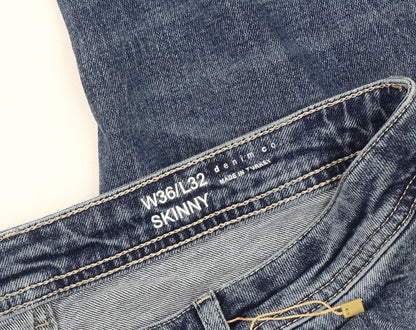 Denimco Men's Blue Skinny Jeans Size 36 Distressed