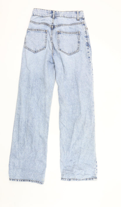 Primark Women's Blue Straight Jeans Size 6 Distressed