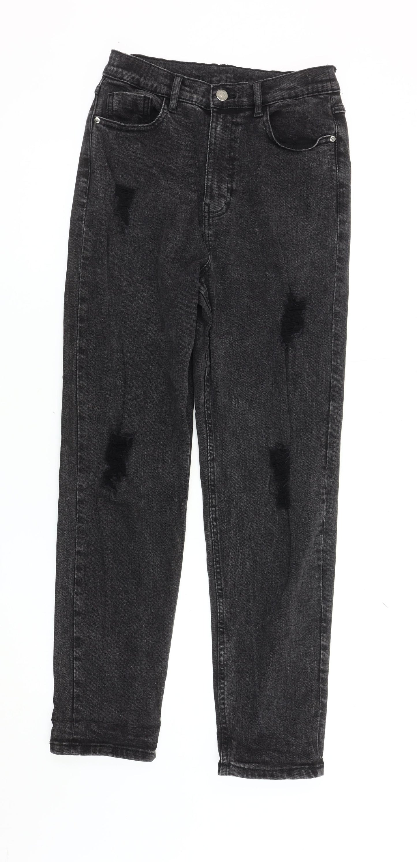 George Girls Black Straight Jeans 13-14 Years Ripped Casual