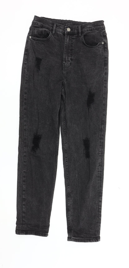George Girls Black Straight Jeans 13-14 Years Ripped Casual
