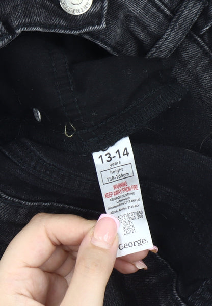George Girls Black Straight Jeans 13-14 Years Ripped Casual
