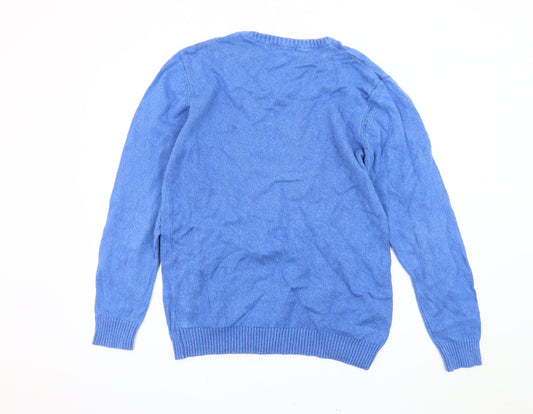 Capsule Men's Blue Cotton V-Neck Pullover Jumper L