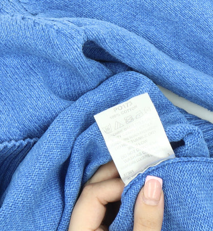 Capsule Men's Blue Cotton V-Neck Pullover Jumper L