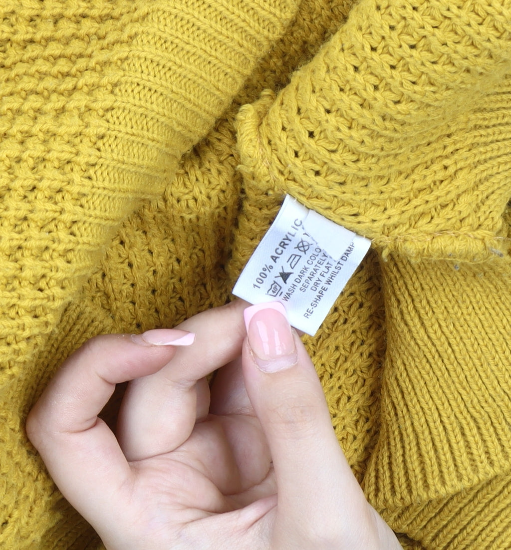 Look of the Day Women's Yellow Acrylic Pullover Jumper