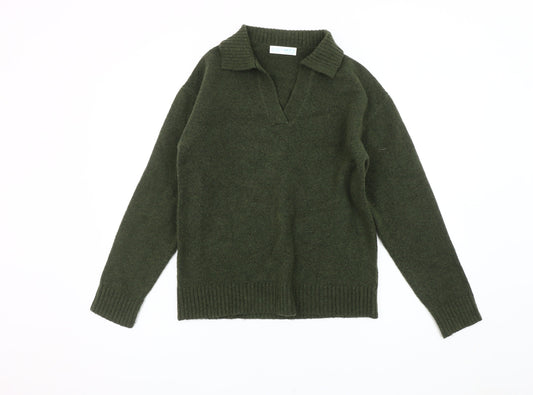 Primark Women's Green V-Neck Pullover Jumper 2XS