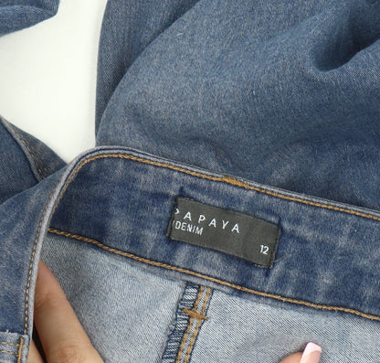 Womens UK Size 12 Papaya Regular Fit Slim Blue Jeans