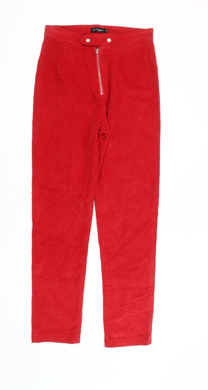 Womens UK Size S PRETTYLITTLETHING Regular Fit Casual Red Trousers