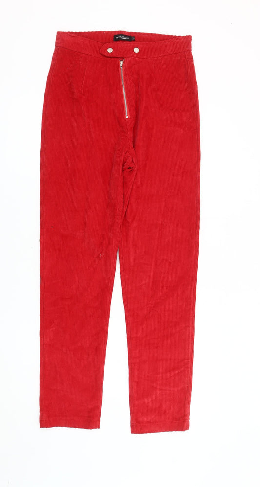 Womens UK Size S PRETTYLITTLETHING Regular Fit Casual Red Trousers