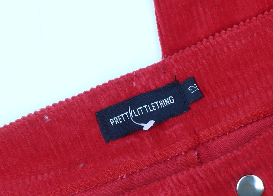 Womens UK Size S PRETTYLITTLETHING Regular Fit Casual Red Trousers