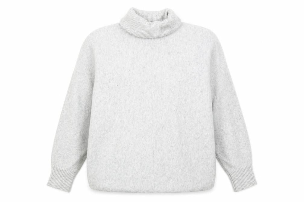 Front view of F&F Women’s Grey Roll Neck Jumper, size L, Relaxed Fit