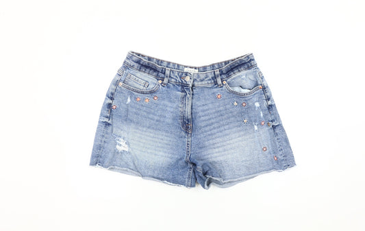 Papaya Women's Blue Cut-Off Denim Shorts Size 14