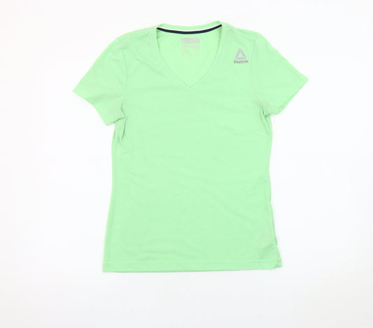 Reebok Women's Green V-Neck T-Shirt S - Gym Essentials