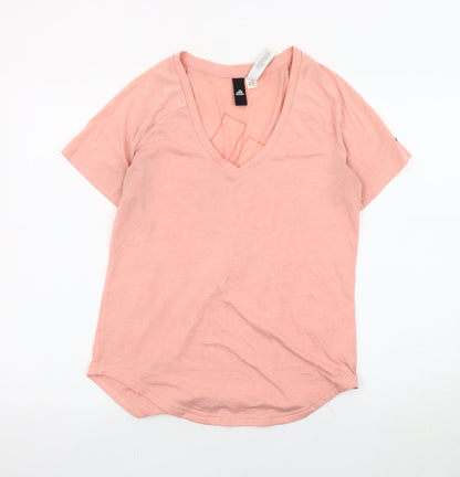 Adidas Women's Pink V-Neck T-Shirt Size S