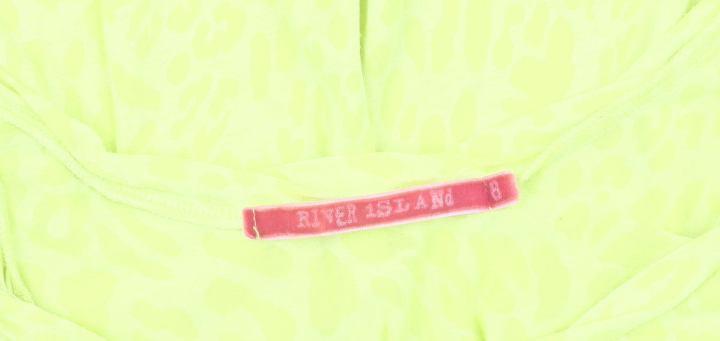 Womens UK Size 8 River Island Yellow Basic Tank