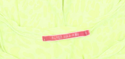 Womens UK Size 8 River Island Yellow Basic Tank