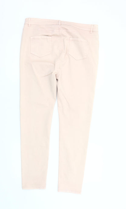 Womens UK Size 18 Peacocks Slim Fit Casual Pink Trousers