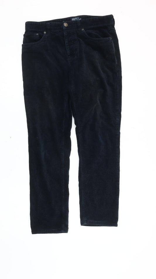 EASY Men's Black Corduroy Trousers 32 Regular Fit