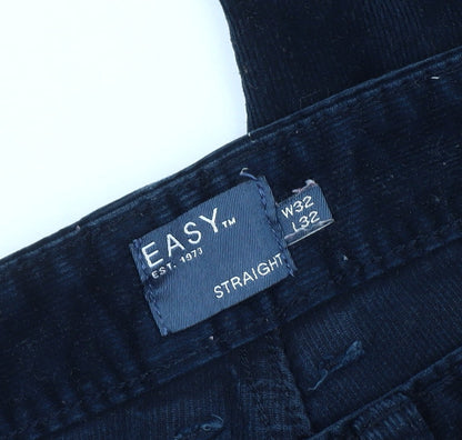 EASY Men's Black Corduroy Trousers 32 Regular Fit