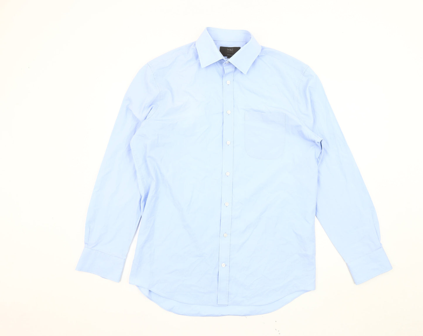 Marks and Spencer Men's Blue Regular Fit Shirt
