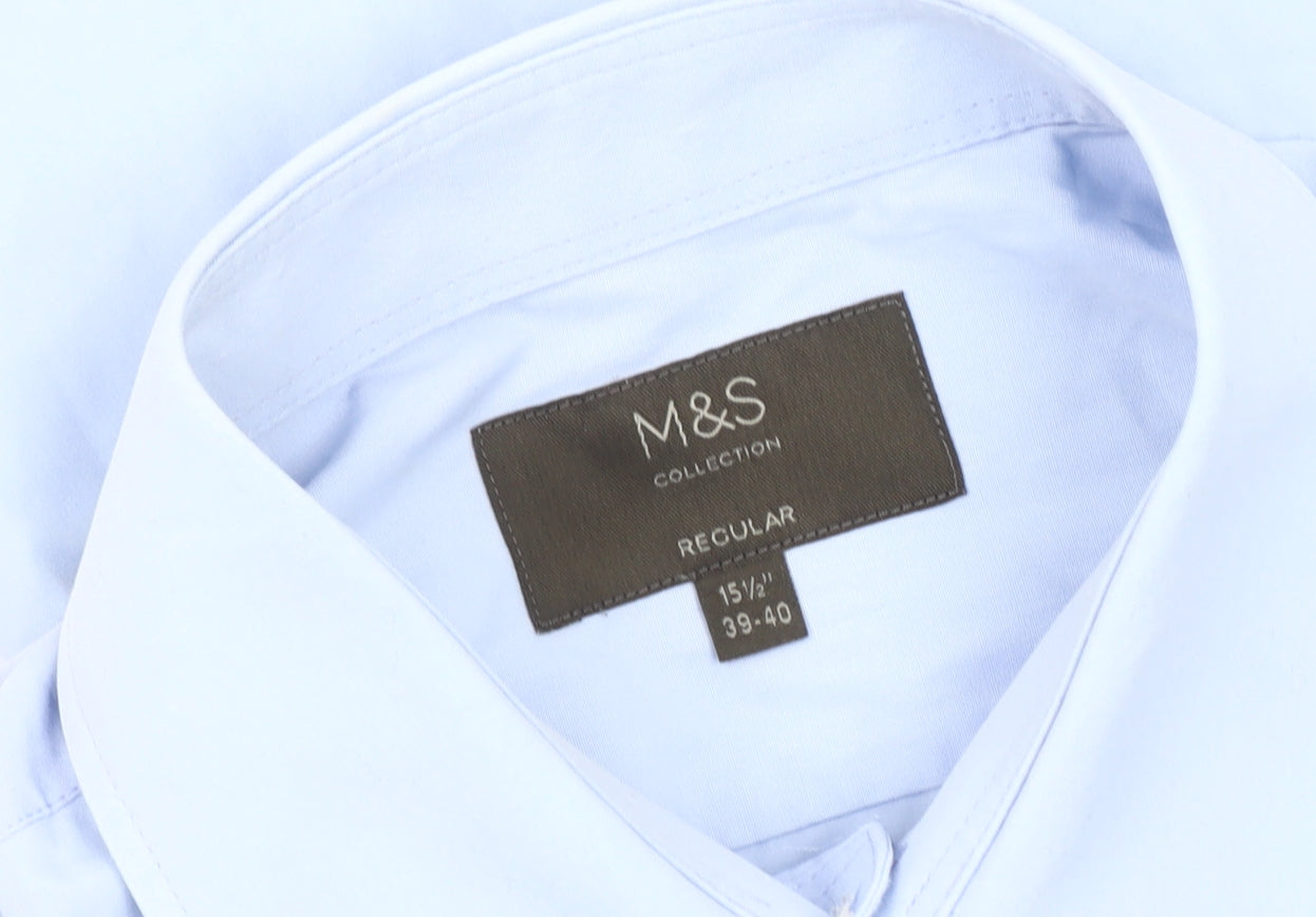 Marks and Spencer Men's Blue Regular Fit Shirt