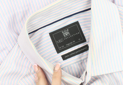 Marks and Spencer Men's Multicoloured Striped Shirt 16.5