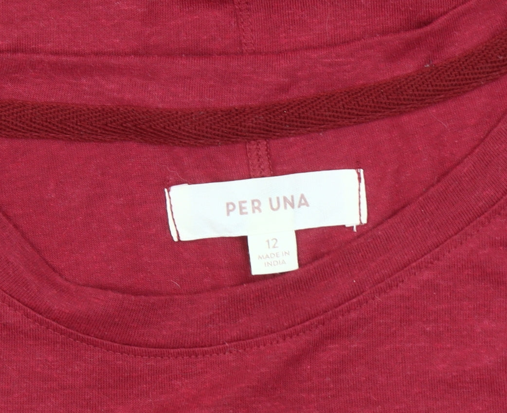Womens UK Size 12 Marks and Spencer Red Basic T-Shirt