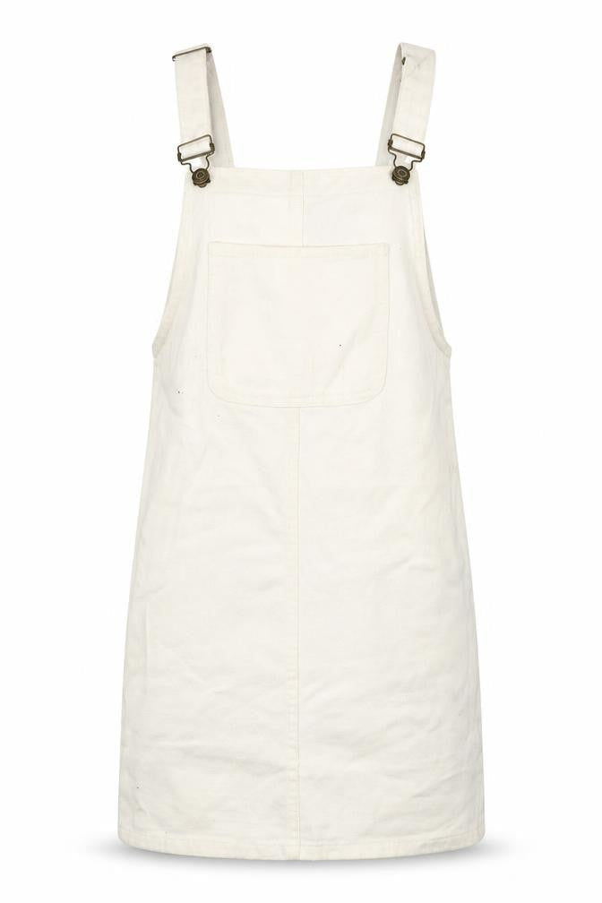 Front view of Denim Co. Women's Ivory Pinafore Dress, size 6