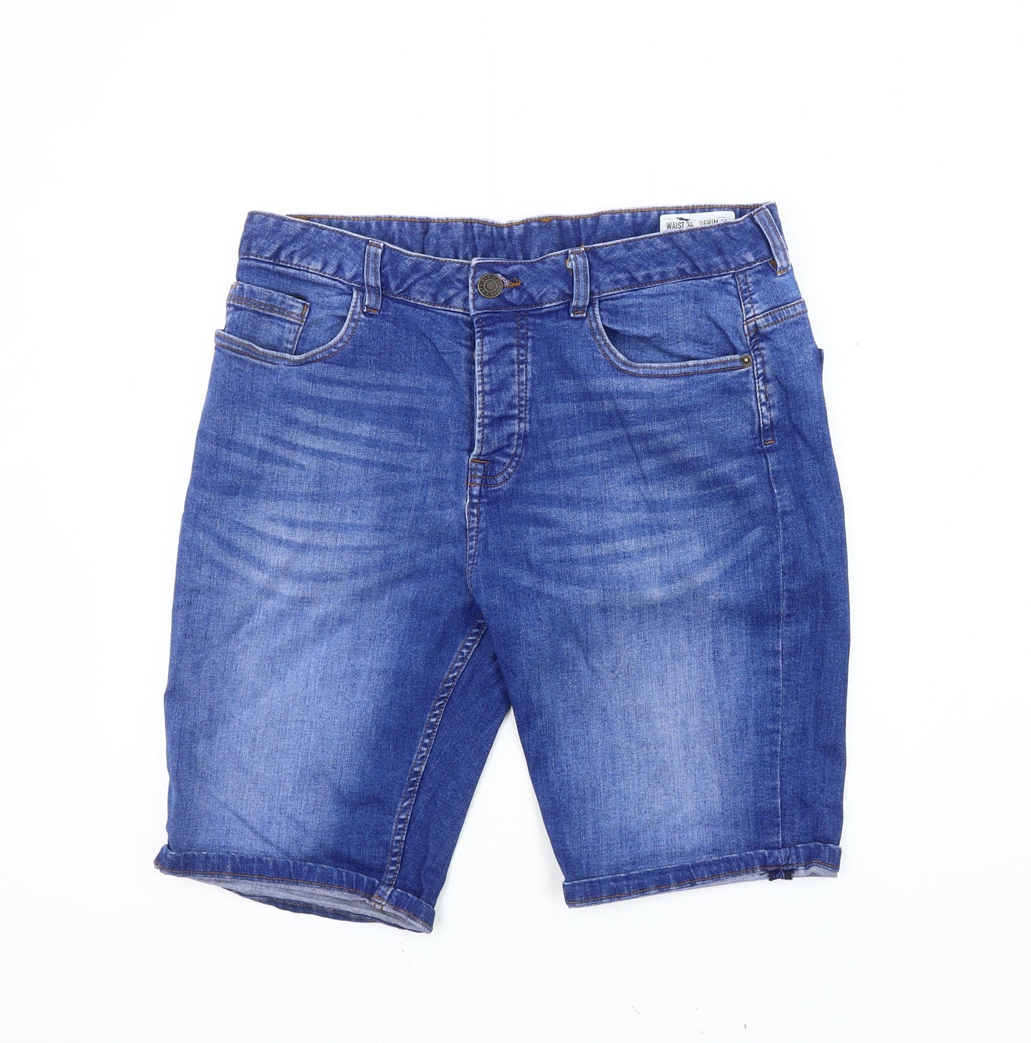 Denim Co. Men's Blue Slim Fit Chino Shorts, Size 34