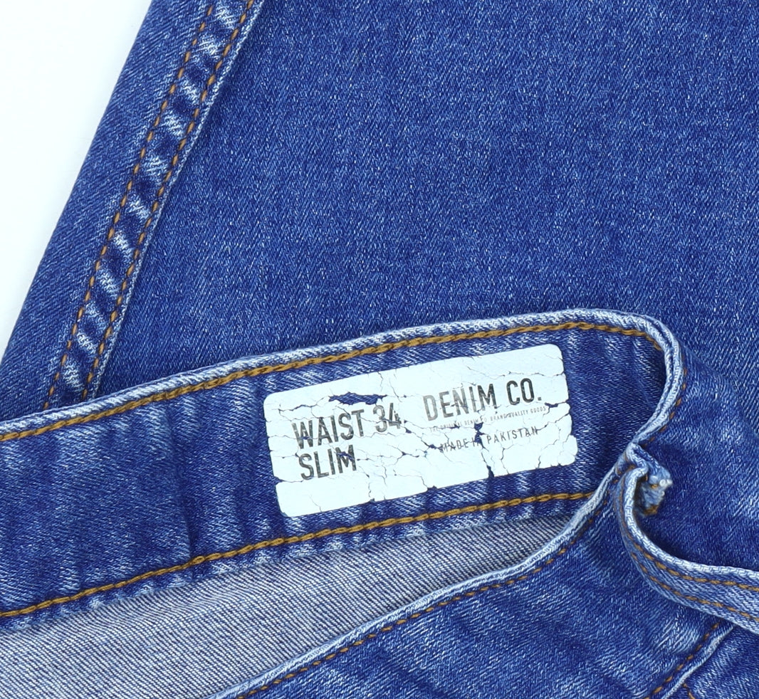 Denim Co. Men's Blue Slim Fit Chino Shorts, Size 34