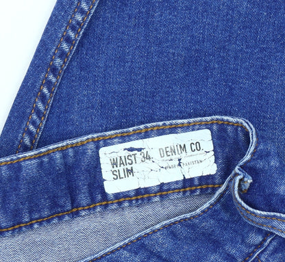 Denim Co. Men's Blue Slim Fit Chino Shorts, Size 34