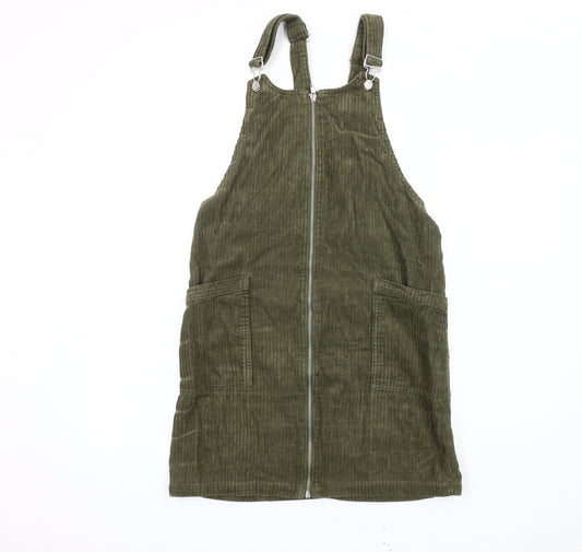 Tu Women’s Green Corduroy Pinafore Dress Size 8