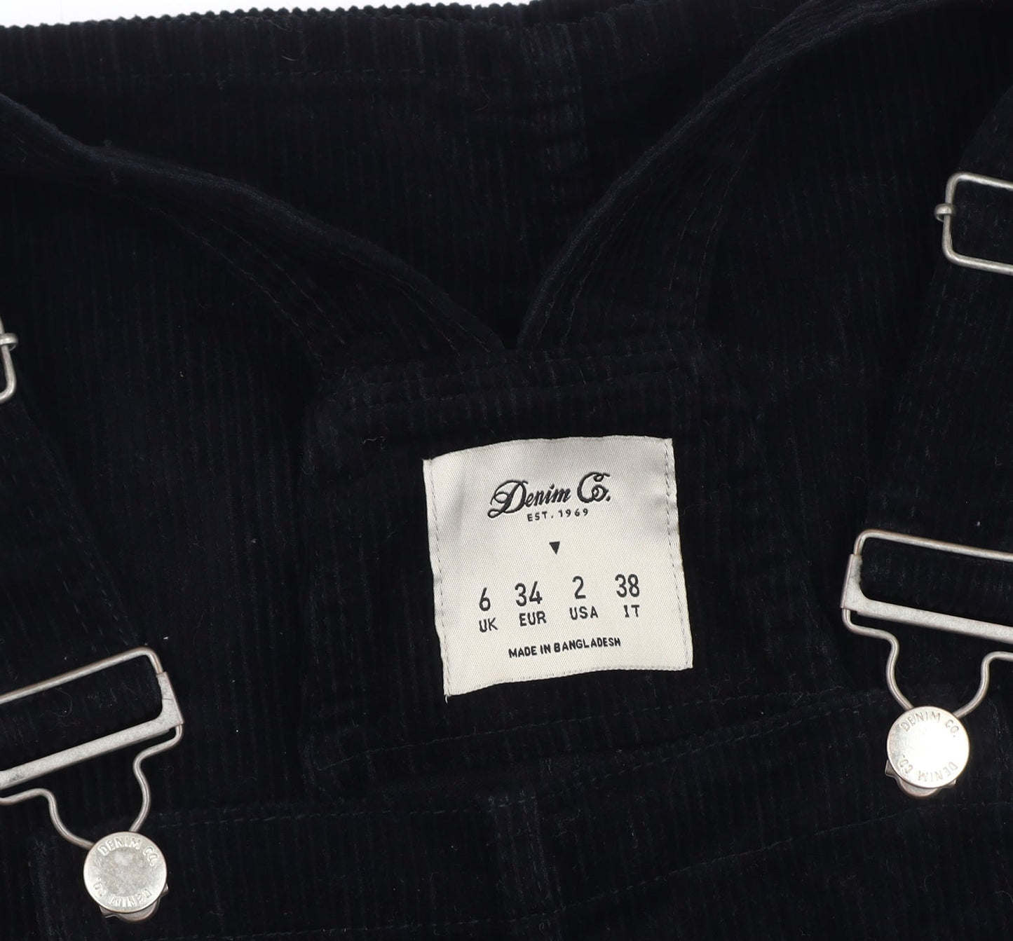 Denim Co. Women's Black Dungaree Dress Size 6