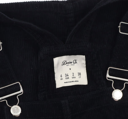 Denim Co. Women's Black Dungaree Dress Size 6