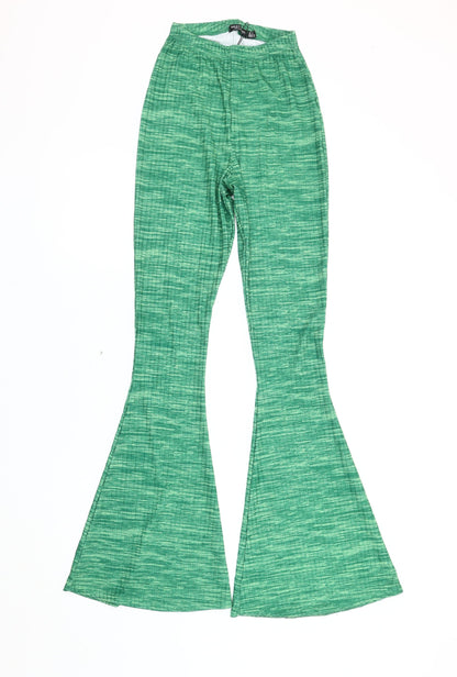 Nasty Gal Women's Green Flared Trousers Size 6