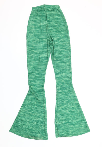 Nasty Gal Women's Green Flared Trousers Size 6