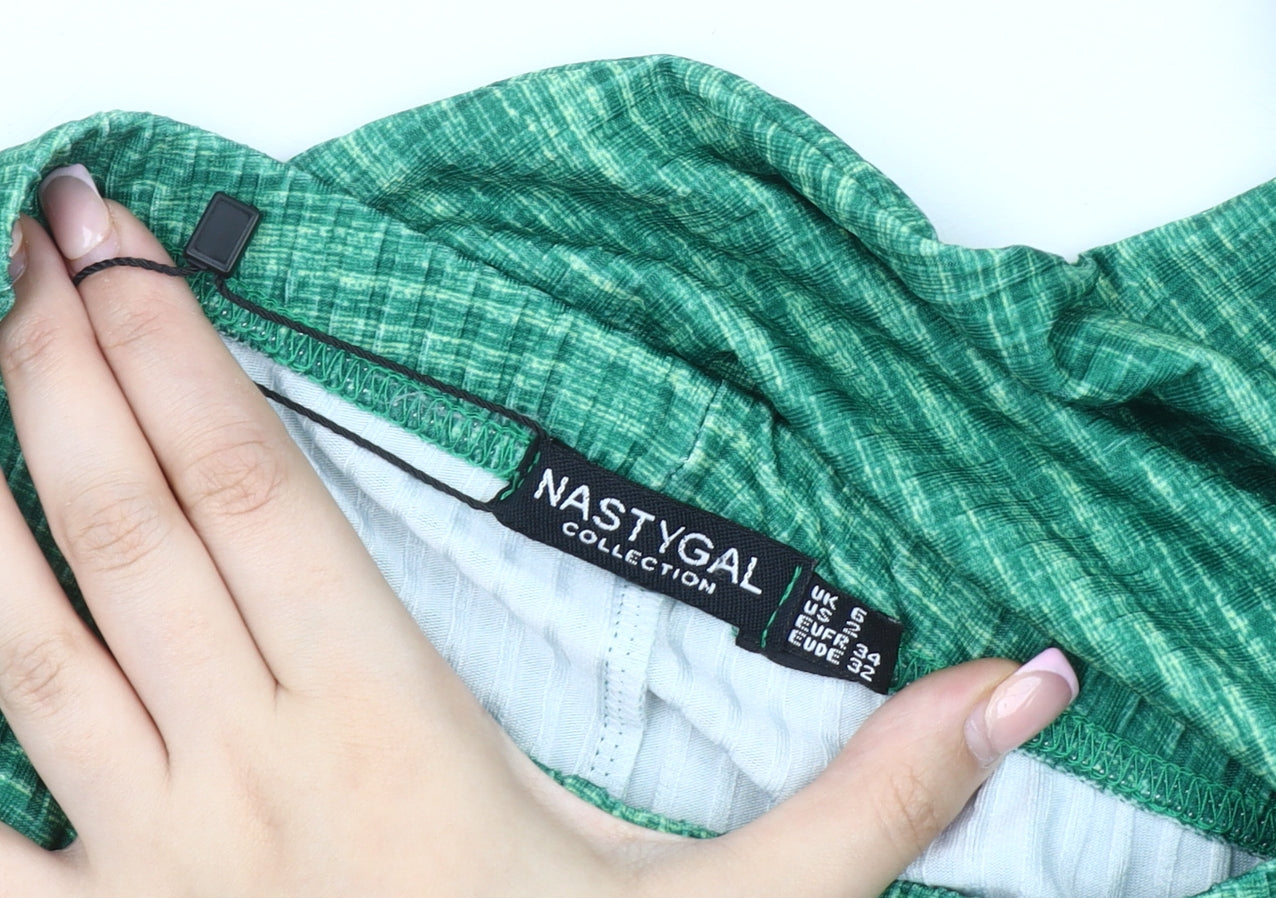 Nasty Gal Women's Green Flared Trousers Size 6