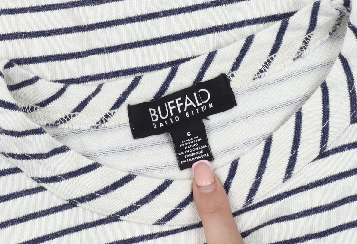 Buffalo David Bitton Women’s White Striped T-Shirt Dress