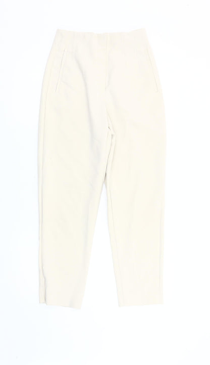 Womens UK Size S Zara Regular Fit Casual Ivory Trousers