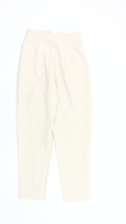 Womens UK Size S Zara Regular Fit Casual Ivory Trousers